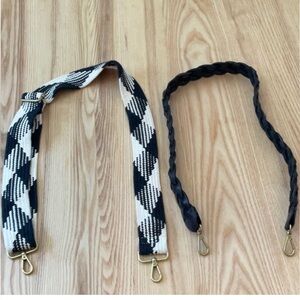 Madewell Bag Straps- set of 2. Webbing Cross Body and Braided Leather Shoulder